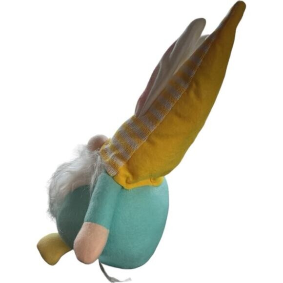 Easter Bunny Gnome Plush Weighted Decoration Blue Yellow 17" Festive Spring Deco - Picture 3 of 5